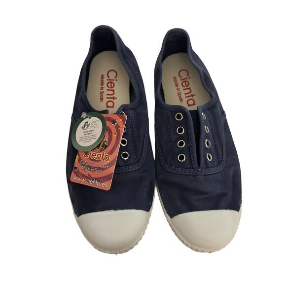 NEW Cienta Blue Laceless Canvas Sneakers Size EU 35 - Picture 1 of 6